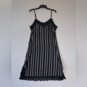 Who What Wear Womens Black White Pinstripe Slip Dress Size XL No Belt